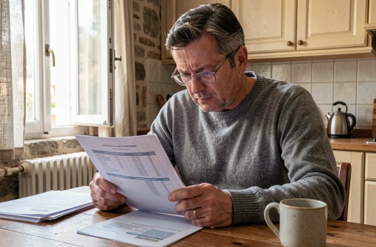 Propriétaire examinant un avis de taxe foncière pour une cave dans son appartement